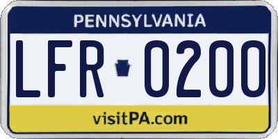 PA license plate LFR0200