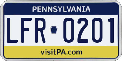 PA license plate LFR0201