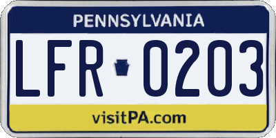 PA license plate LFR0203