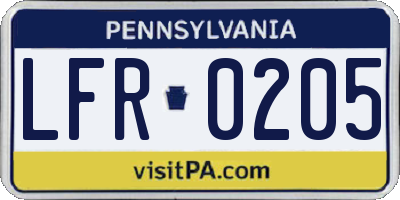 PA license plate LFR0205