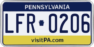PA license plate LFR0206