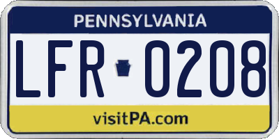 PA license plate LFR0208