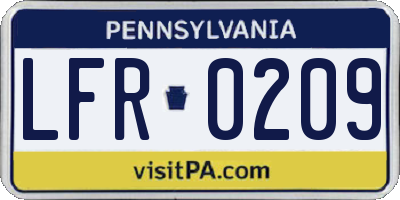 PA license plate LFR0209