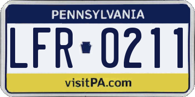 PA license plate LFR0211