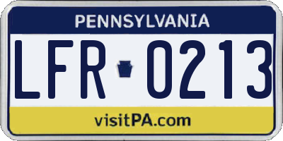 PA license plate LFR0213