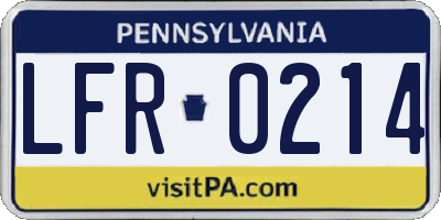 PA license plate LFR0214