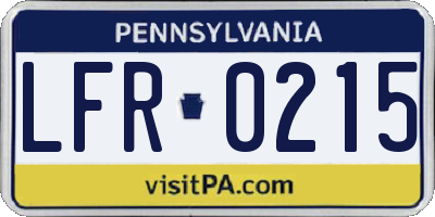 PA license plate LFR0215
