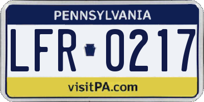 PA license plate LFR0217