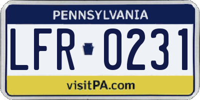 PA license plate LFR0231