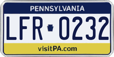 PA license plate LFR0232