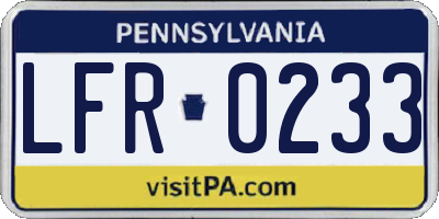 PA license plate LFR0233
