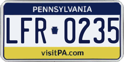 PA license plate LFR0235
