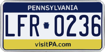 PA license plate LFR0236