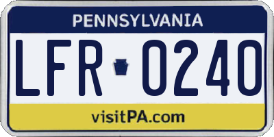 PA license plate LFR0240