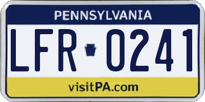 PA license plate LFR0241
