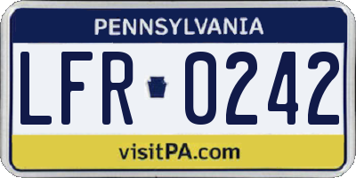 PA license plate LFR0242