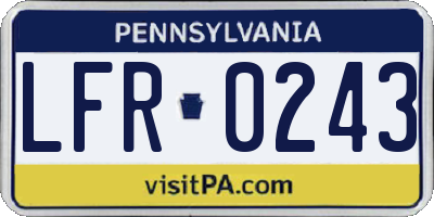 PA license plate LFR0243