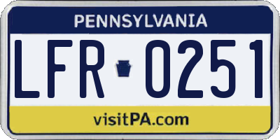 PA license plate LFR0251