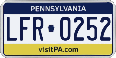 PA license plate LFR0252