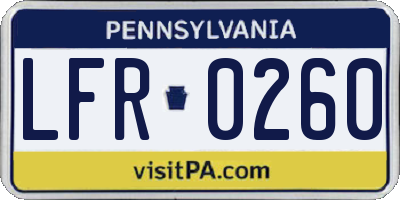 PA license plate LFR0260