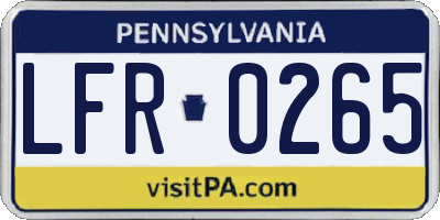 PA license plate LFR0265
