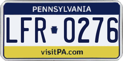 PA license plate LFR0276