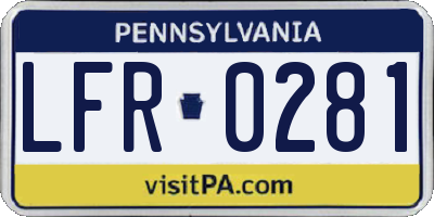 PA license plate LFR0281