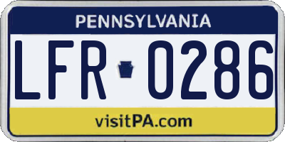 PA license plate LFR0286