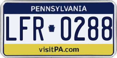 PA license plate LFR0288
