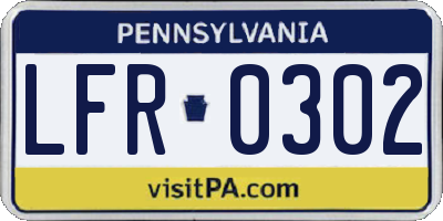 PA license plate LFR0302