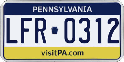PA license plate LFR0312