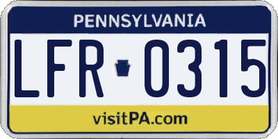 PA license plate LFR0315