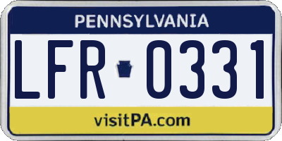 PA license plate LFR0331