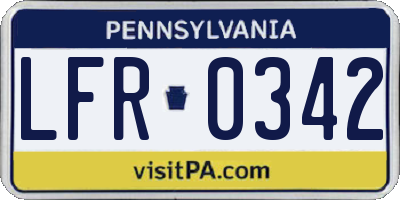 PA license plate LFR0342