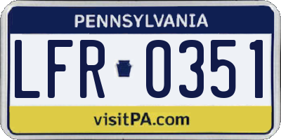 PA license plate LFR0351