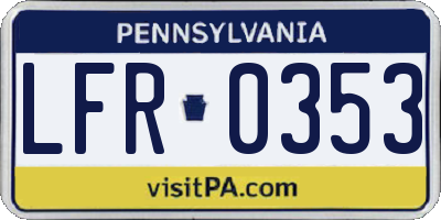 PA license plate LFR0353
