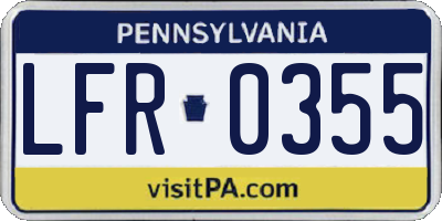 PA license plate LFR0355