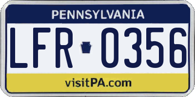 PA license plate LFR0356