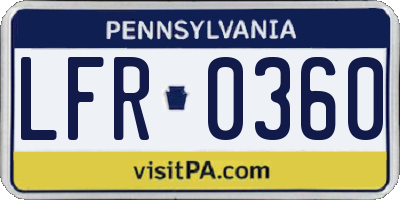 PA license plate LFR0360