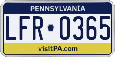 PA license plate LFR0365