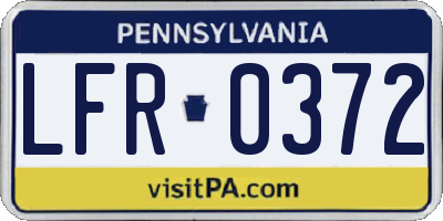 PA license plate LFR0372