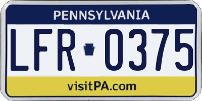 PA license plate LFR0375