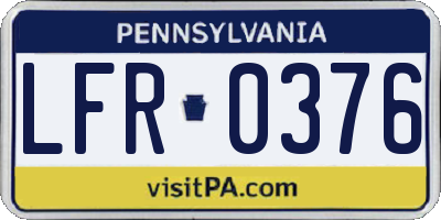 PA license plate LFR0376