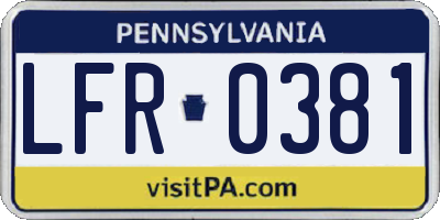 PA license plate LFR0381