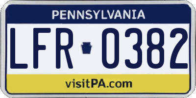 PA license plate LFR0382