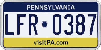 PA license plate LFR0387
