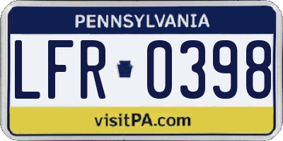 PA license plate LFR0398