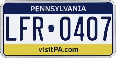 PA license plate LFR0407
