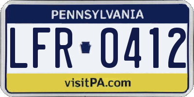 PA license plate LFR0412