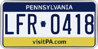 PA license plate LFR0418